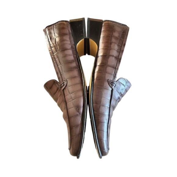 Claudia Ciuti “Aria” Brown Croc-Embossed Leather Loafer Pumps – 8.5 M - Picture 9 of 11
